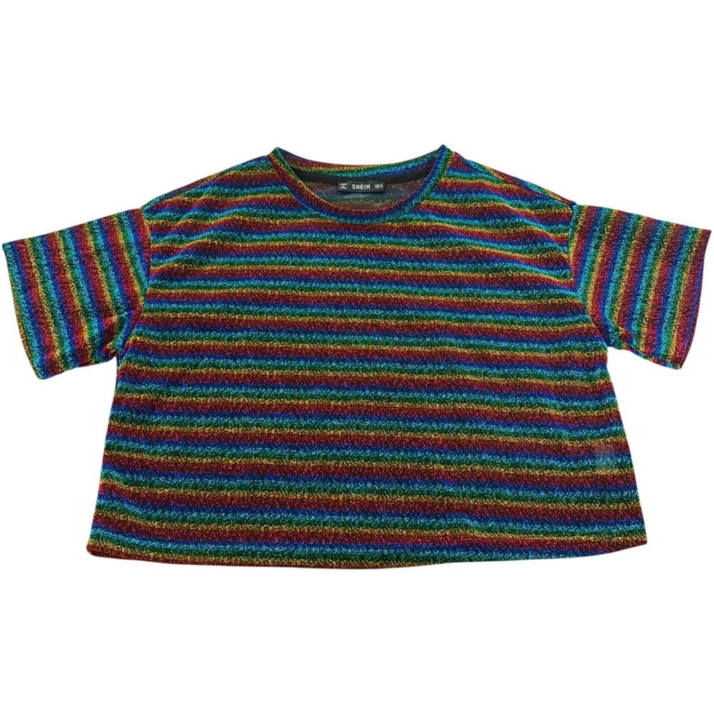 Sparkly Rainbow Crop T-Shirt Size M